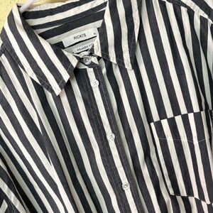 White and charcoal grey striped casual button up
